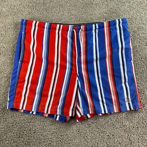 VTG Tommy Hilfiger Swim Trunks Mens Large Blue Red Striped Bathing Suit 90s
